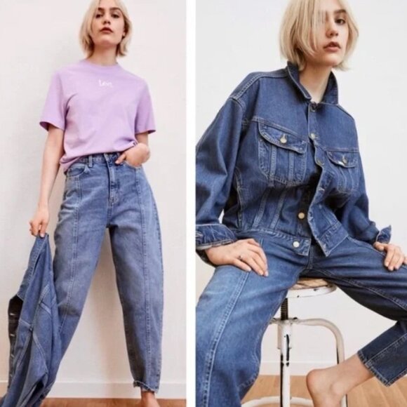 Lee x H&M Women's Classic Blue Denim Barrel-leg Jeans (Size 4) - Picture 1 of 7